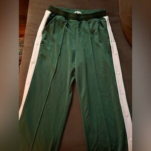Fashion Nova Green and White Track Pants